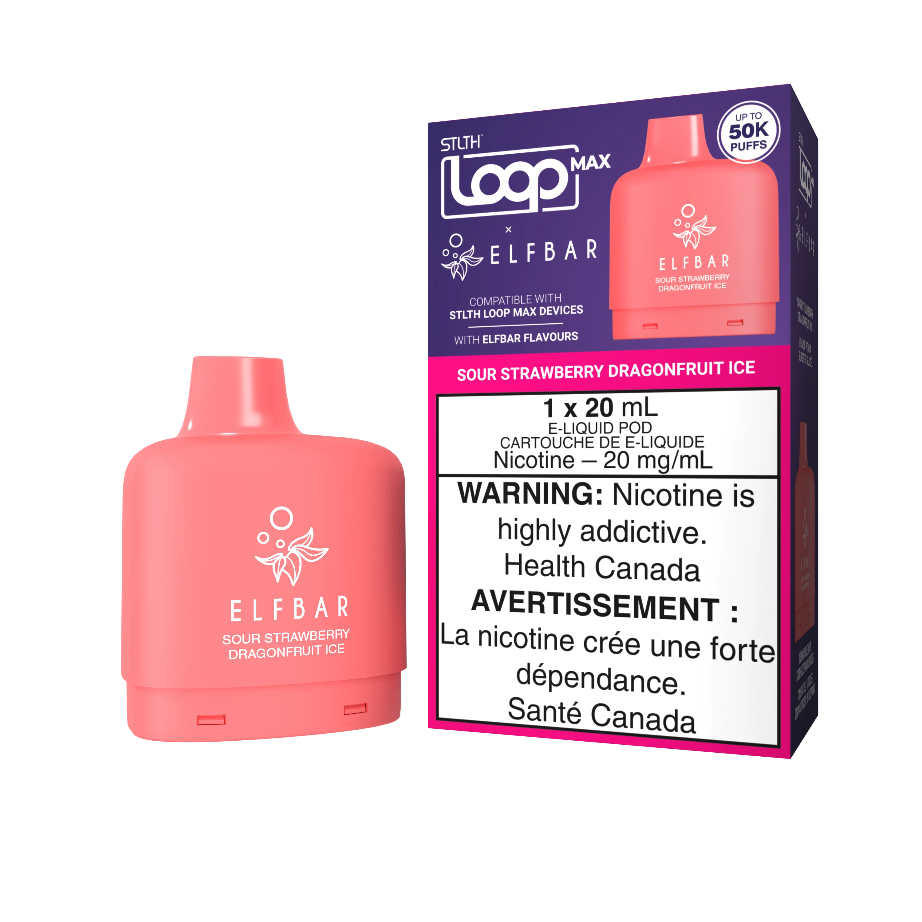 ELFBAR X STLTH - LOOP Pod 20mL - Sour Strawberry Dragonfruit Ice